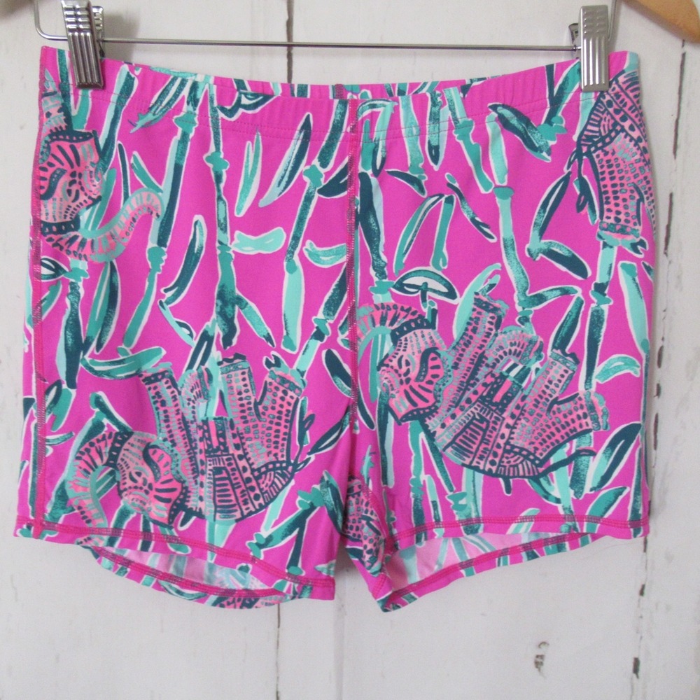 Lilly Pulitzer Shorts M Luxletic‎ Mandevilla Pink Extra Lucky Elephant Bamboo